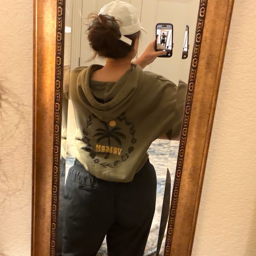 Volcom Olive Green Hoodie with Palm Tree Design